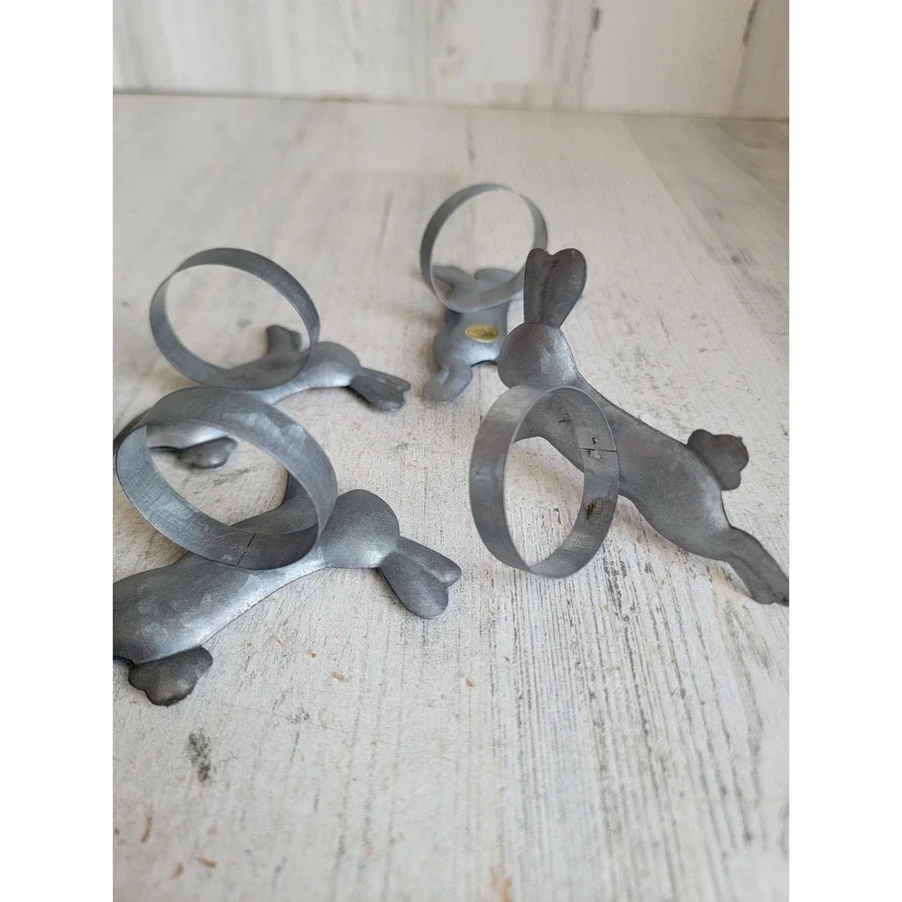 Metal Easter bunny rabbit hop napkin‎ holder set spring rabbit decor